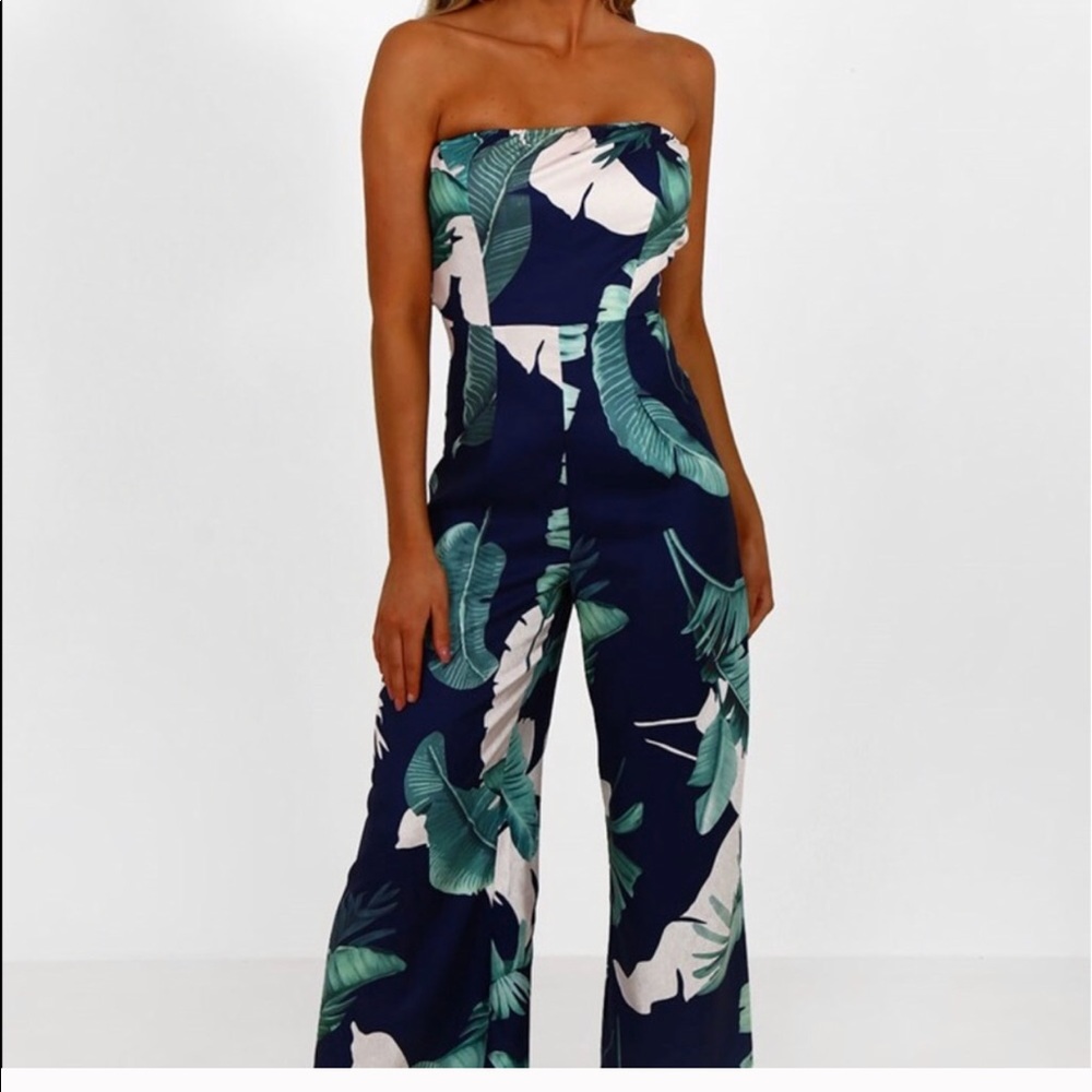 Pink boutique bandeau jumpsuit
